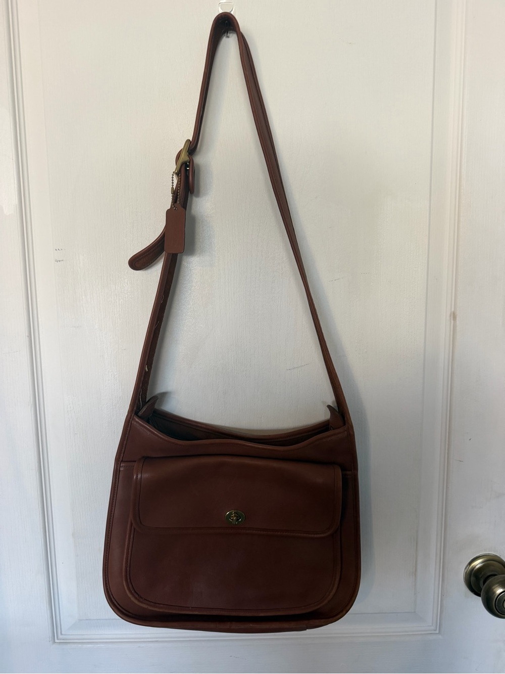 Coach British tan Leather Shoulder Satchel with Front Flap
